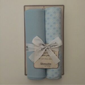 NEW Baby Blankets Blue Stars and Solid Color 2 pk Baby Gift | Tendertyme